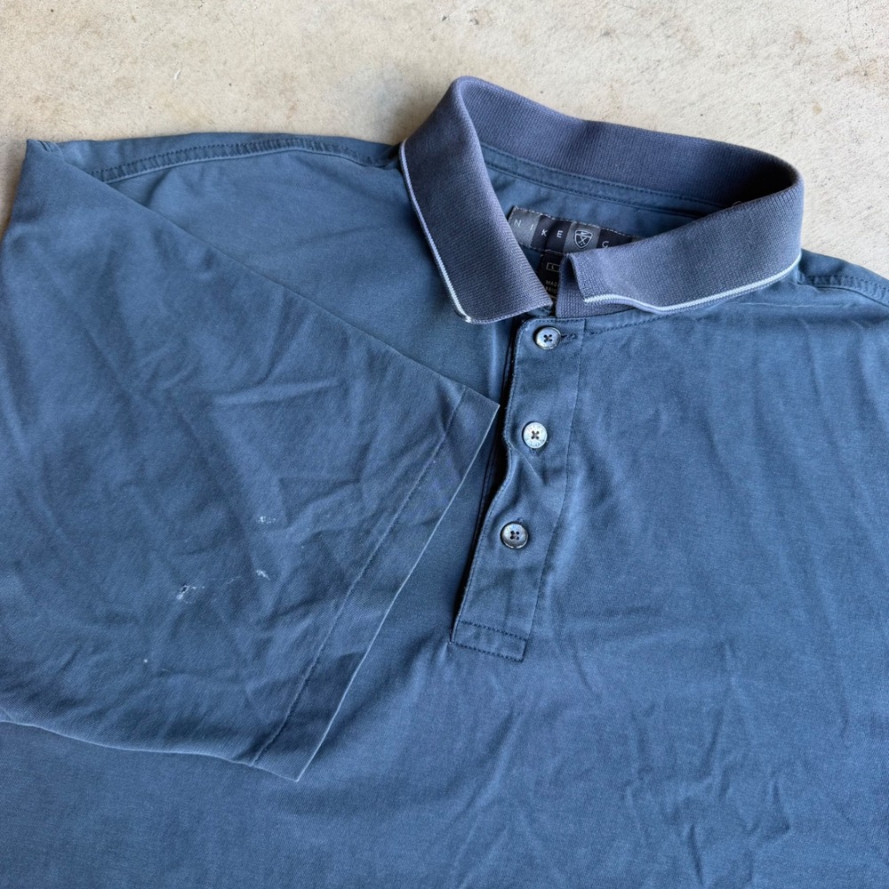 Nike Golf Polo Mens L Blue Dri-Fit Short Sleeve Collared Sporty Casual Classic